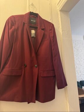 Madewell Burgundy Double-Breasted Blazer